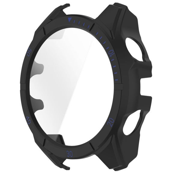 For Garmin Fenix 8 AMOLED 51mm Tempered Glass Film Integrated PC Watch Case(Black Blue)