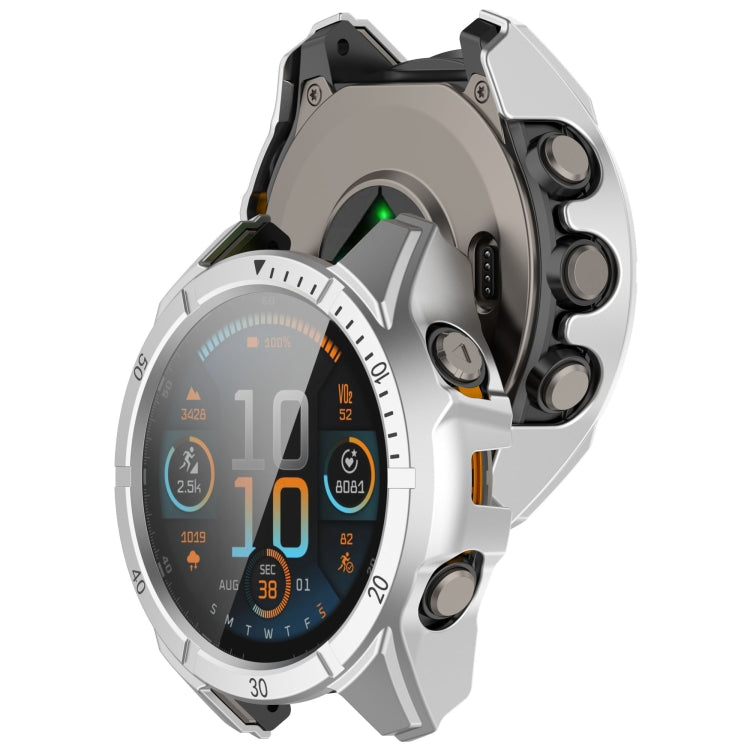 For Garmin Fenix 8 AMOLED 51mm Tempered Glass Film Integrated PC Watch Case(Silver Black)