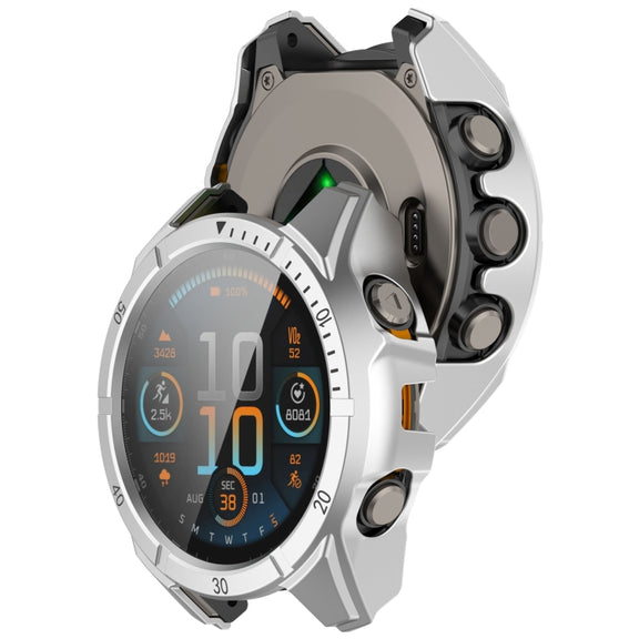 For Garmin Fenix 8 AMOLED 51mm Tempered Glass Film Integrated PC Watch Case(Silver Black)
