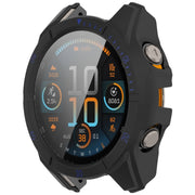 For Garmin Fenix 8 AMOLED 47mm Tempered Glass Film Integrated PC Watch Case(Black Blue)
