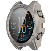 For Garmin Fenix 8 AMOLED 47mm Tempered Glass Film Integrated PC Watch Case(Titanium Blue)