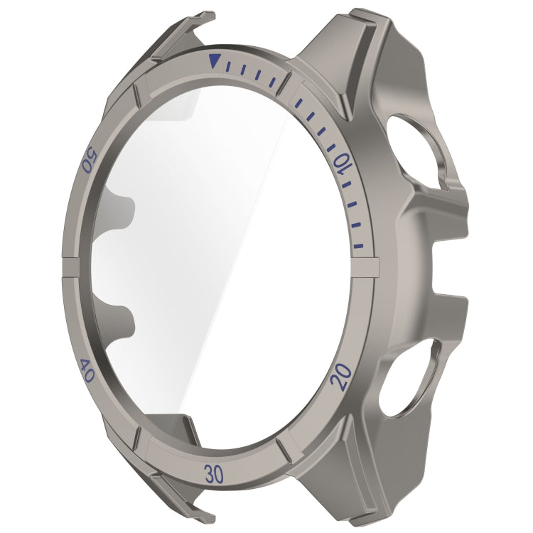 For Garmin Fenix 8 AMOLED 47mm Tempered Glass Film Integrated PC Watch Case(Titanium Blue)