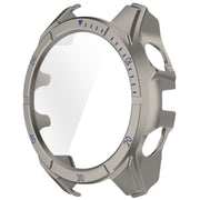 For Garmin Fenix 8 AMOLED 47mm Tempered Glass Film Integrated PC Watch Case(Titanium Blue)