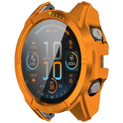 For Garmin Fenix 8 AMOLED 43mm Tempered Glass Film Integrated PC Watch Case(Orange Green)