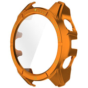 For Garmin Fenix 8 AMOLED 43mm Tempered Glass Film Integrated PC Watch Case(Orange Green)