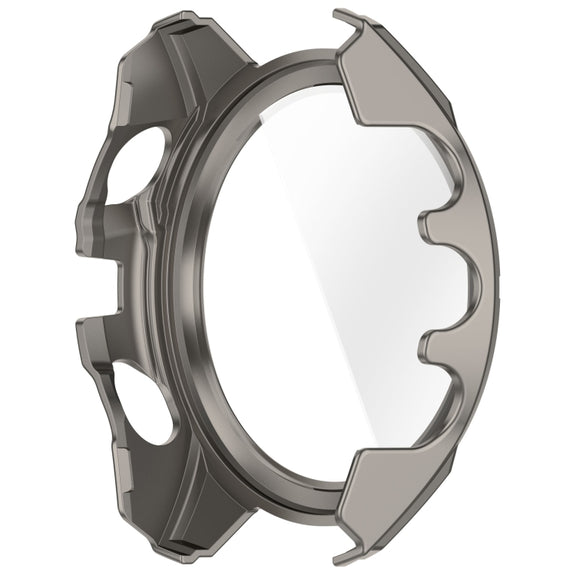For Garmin Fenix 8 AMOLED 43mm Tempered Glass Film Integrated PC Watch Case(Titanium Blue)
