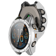 For Garmin Fenix 8 AMOLED 43mm Tempered Glass Film Integrated PC Watch Case(Silver Black)