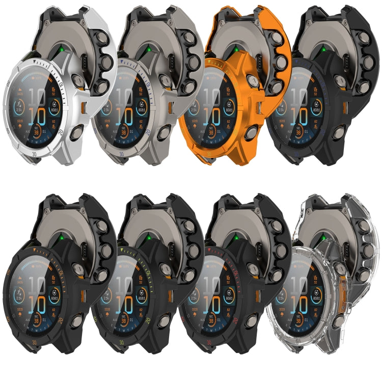 For Garmin Fenix 8 AMOLED 43mm Tempered Glass Film Integrated PC Watch Case(Transparent)