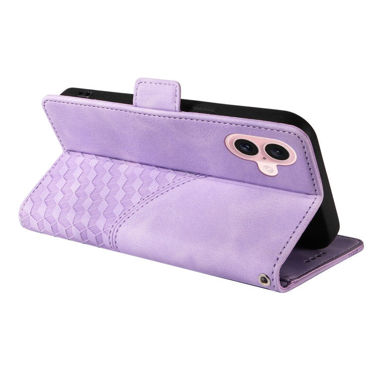 For iPhone 16 Plus ENKAY Embossed Rhombus Starry Leather Phone Case with Screen Film(Green)