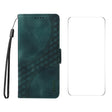 For iPhone 16 Pro Max ENKAY Embossed Rhombus Starry Leather Phone Case with Screen Film(Green) - free shipping - PMC Jewellery - Order now!