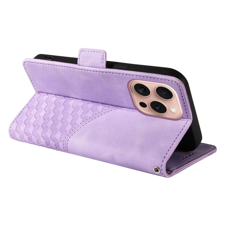 For iPhone 16 Pro Max ENKAY Embossed Rhombus Starry Leather Phone Case with Screen Film(Green)