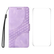 For iPhone 16 Pro Max ENKAY Embossed Rhombus Starry Leather Phone Case with Screen Film(Purple) - iPhone 16 Pro Max Cases by ENKAY | Online Shopping South Africa | PMC Jewellery | Buy Now Pay Later Mobicred