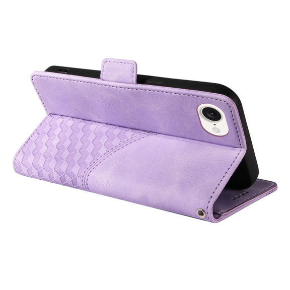 For iPhone 16e ENKAY Embossed Rhombus Starry Leather Phone Case with Screen Film(Green)