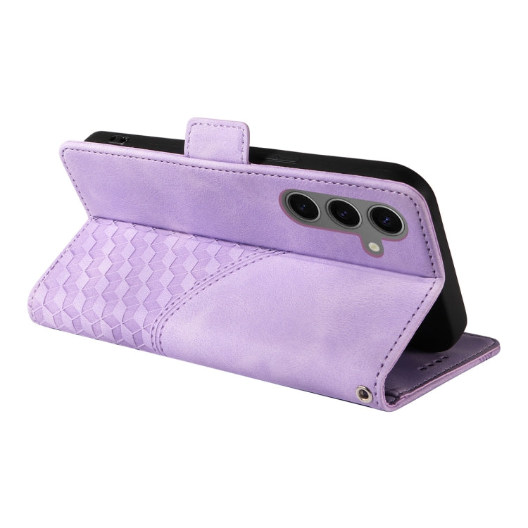 For Samsung Galaxy S25+ / S24+ 5G ENKAY Embossed Rhombus Starry Leather Phone Case with Screen Film(Black)