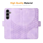 For Samsung Galaxy S25+ / S24+ 5G ENKAY Embossed Rhombus Starry Leather Phone Case with Screen Film(Blue)