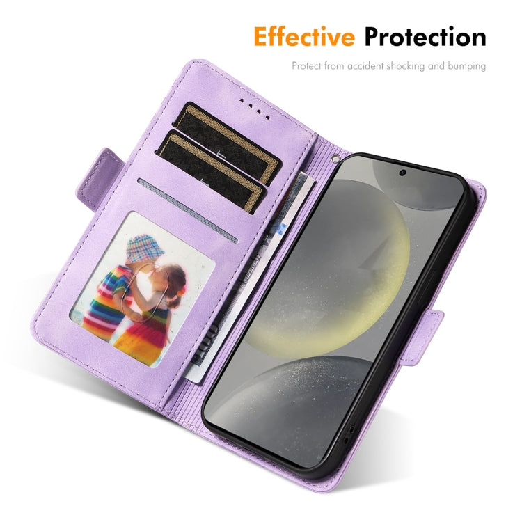 For Samsung Galaxy S25+ / S24+ 5G ENKAY Embossed Rhombus Starry Leather Phone Case with Screen Film(Blue)