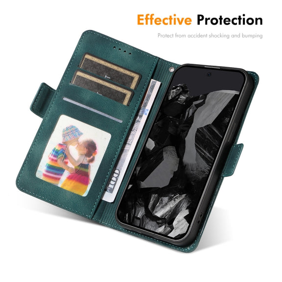 For Google Pixel 9 Pro XL ENKAY Embossed Rhombus Starry Leather Phone Case with Screen Film(Green)
