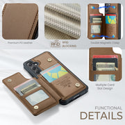 For Samsung Galaxy S24 FE 5G CaseMe C22 Card Slots Holder RFID Anti-theft Phone Case(Brown)