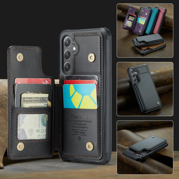 For Samsung Galaxy S24 FE 5G CaseMe C22 Card Slots Holder RFID Anti-theft Phone Case(Black)