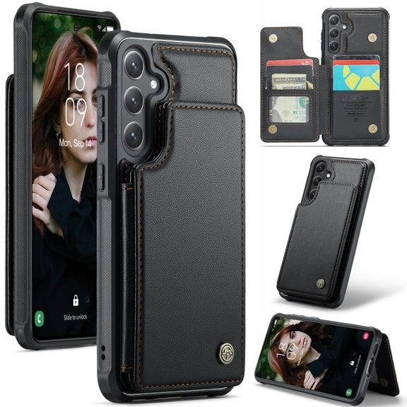 For Samsung Galaxy S24 FE 5G CaseMe C22 Card Slots Holder RFID Anti-theft Phone Case(Black)