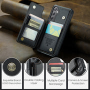 For Samsung Galaxy S24 FE 5G CaseMe C22 Card Slots Holder RFID Anti-theft Phone Case(Black)