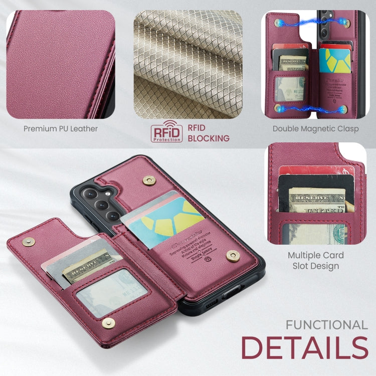 For Samsung Galaxy S24 FE 5G CaseMe C22 Card Slots Holder RFID Anti-theft Phone Case(Red)