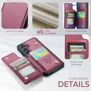 For Samsung Galaxy S24 FE 5G CaseMe C22 Card Slots Holder RFID Anti-theft Phone Case(Red)