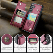 For Samsung Galaxy S24 FE 5G CaseMe C22 Card Slots Holder RFID Anti-theft Phone Case(Red)