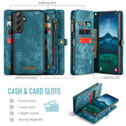 For Samsung Galaxy S24 FE 5G CaseMe 008 Detachable Multifunctional Leather Phone Case(Blue)