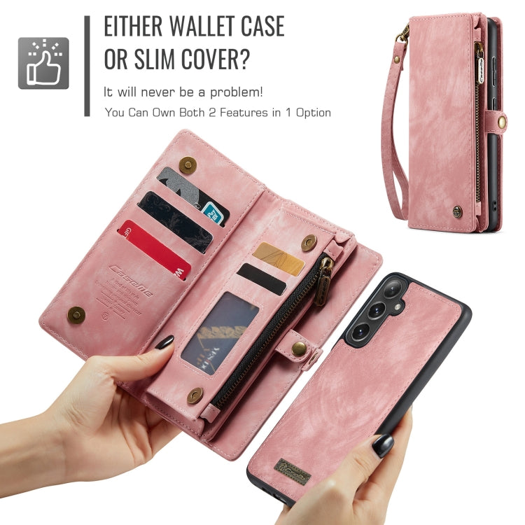 For Samsung Galaxy S24 FE 5G CaseMe 008 Detachable Multifunctional Leather Phone Case(Pink)