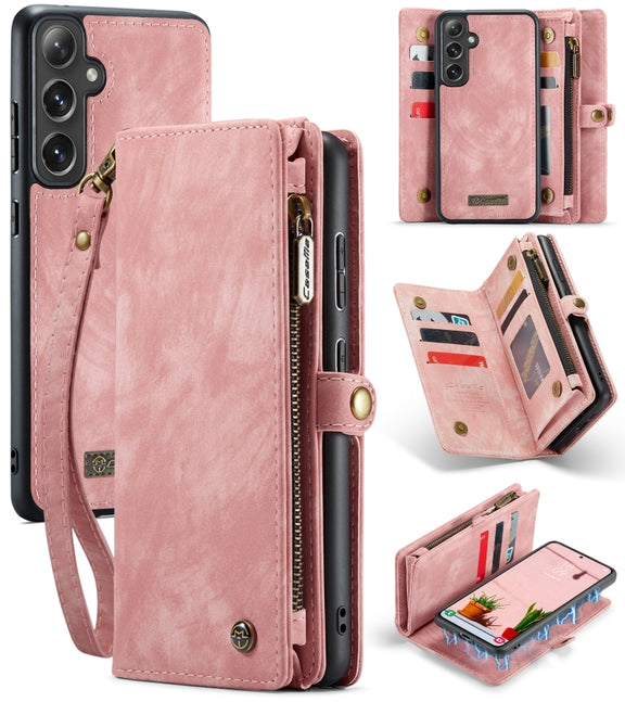 For Samsung Galaxy S24 FE 5G CaseMe 008 Detachable Multifunctional Leather Phone Case(Pink)