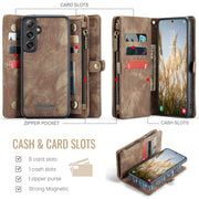For Samsung Galaxy S24 FE 5G CaseMe 008 Detachable Multifunctional Leather Phone Case(Brown)