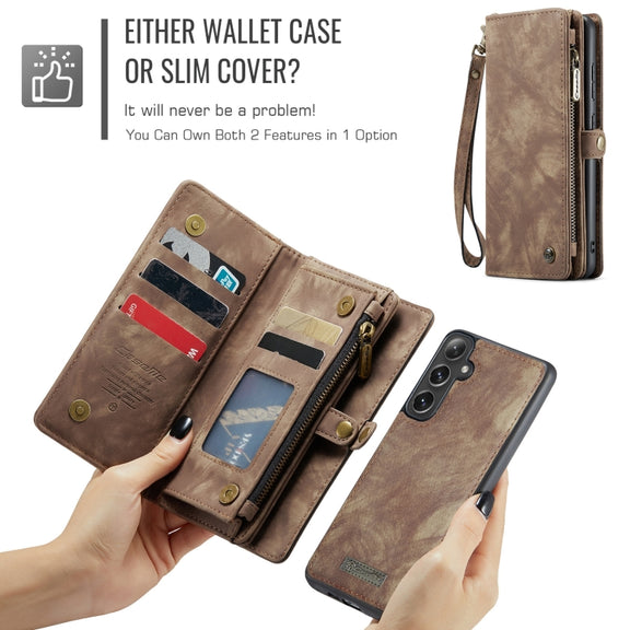 For Samsung Galaxy S24 FE 5G CaseMe 008 Detachable Multifunctional Leather Phone Case(Brown)