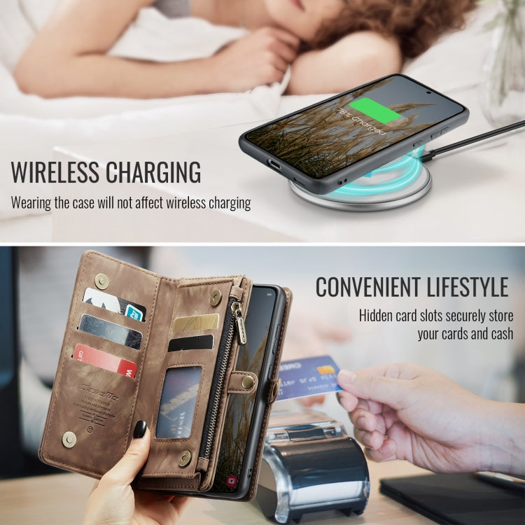 For Samsung Galaxy S24 FE 5G CaseMe 008 Detachable Multifunctional Leather Phone Case(Brown)