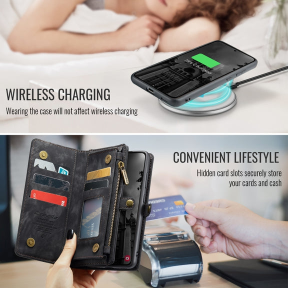 For Samsung Galaxy S24 FE 5G CaseMe 008 Detachable Multifunctional Leather Phone Case(Black)