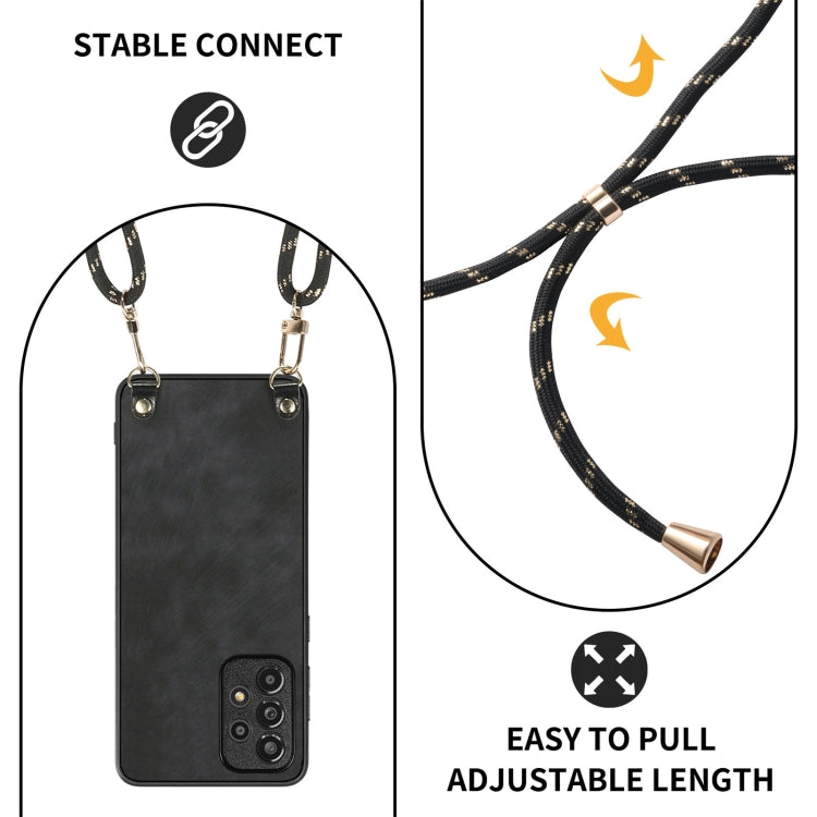 For Samsung Galaxy S25 5G Vintage Leather PC Back Cover Phone Case with Crossbody Strap(Black)