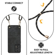 For Samsung Galaxy S25 5G Vintage Leather PC Back Cover Phone Case with Crossbody Strap(Black)