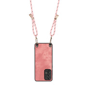 For Samsung Galaxy S25 5G Vintage Leather PC Back Cover Phone Case with Crossbody Strap(Pink)