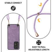 For Samsung Galaxy S25 5G Vintage Leather PC Back Cover Phone Case with Crossbody Strap(Purple)