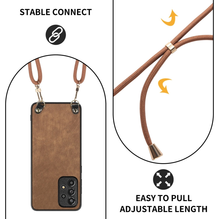 For Samsung Galaxy S25 5G Vintage Leather PC Back Cover Phone Case with Crossbody Strap(Brown)