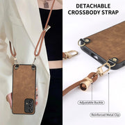 For Samsung Galaxy S25 5G Vintage Leather PC Back Cover Phone Case with Crossbody Strap(Brown)