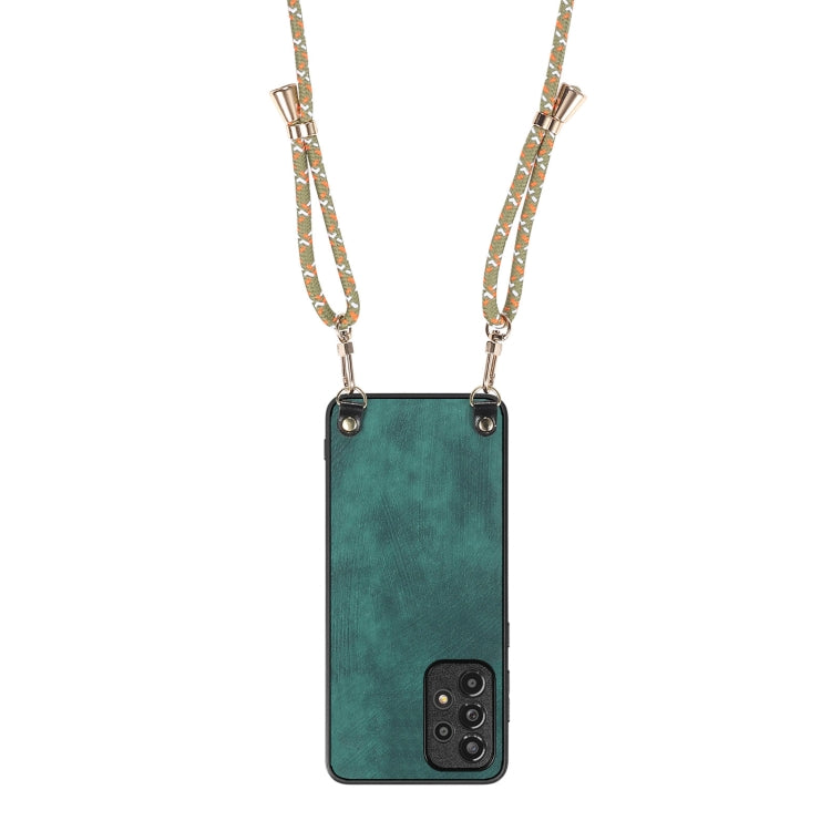 For Samsung Galaxy S25+ 5G Vintage Leather PC Back Cover Phone Case with Crossbody Strap(Green)