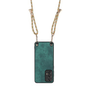 For Samsung Galaxy S25+ 5G Vintage Leather PC Back Cover Phone Case with Crossbody Strap(Green)