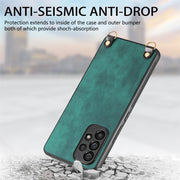 For Samsung Galaxy S25+ 5G Vintage Leather PC Back Cover Phone Case with Crossbody Strap(Green)