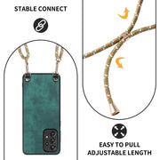 For Samsung Galaxy S25+ 5G Vintage Leather PC Back Cover Phone Case with Crossbody Strap(Green)