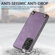 For Samsung Galaxy S25+ 5G Vintage Leather PC Back Cover Phone Case with Crossbody Strap(Purple)