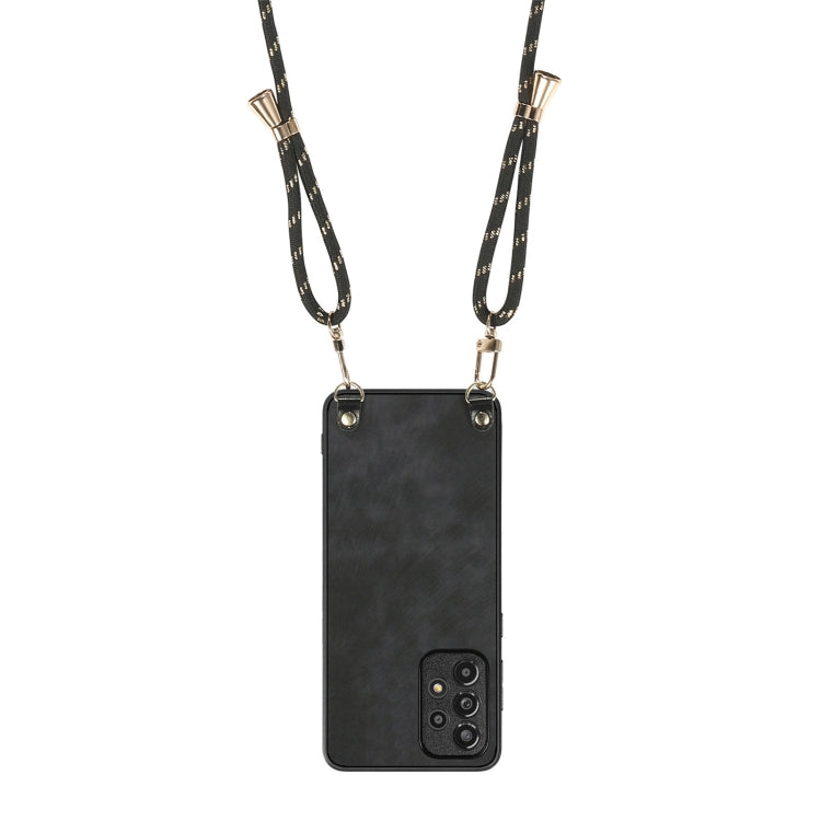 For Samsung Galaxy S25 Ultra 5G Vintage Leather PC Back Cover Phone Case with Crossbody Strap(Black)