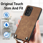 For Samsung Galaxy S25 Ultra 5G Vintage Leather PC Back Cover Phone Case with Crossbody Strap(Brown)