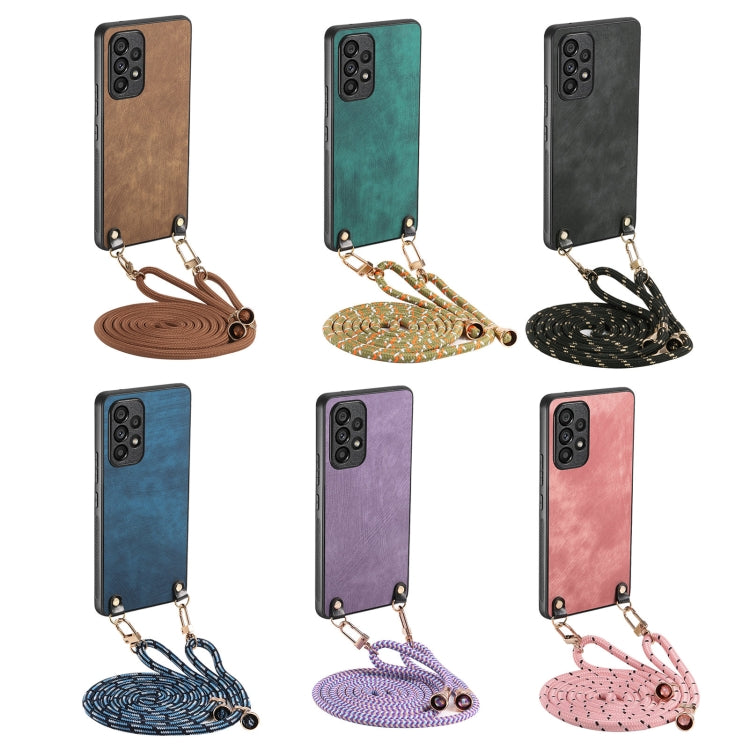 For Samsung Galaxy S25 Ultra 5G Vintage Leather PC Back Cover Phone Case with Crossbody Strap(Pink)