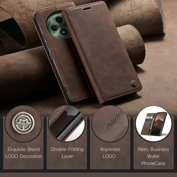 For OPPO Reno12 F /12 FS 5G CaseMe 013 Multifunctional Horizontal Flip Leather Phone Case(Coffee)